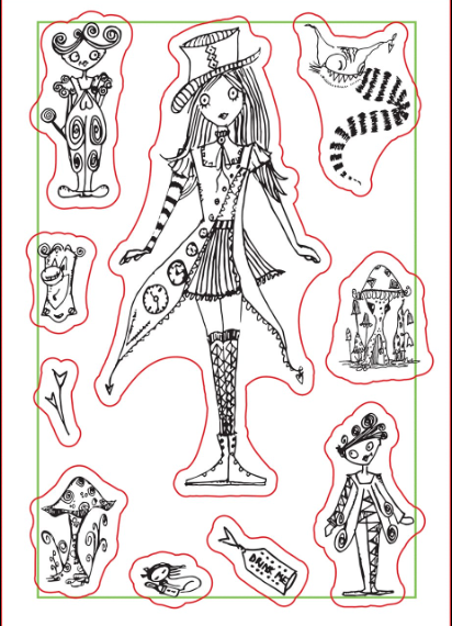 Clear Polymer Stamp A6 Alice - Drink me